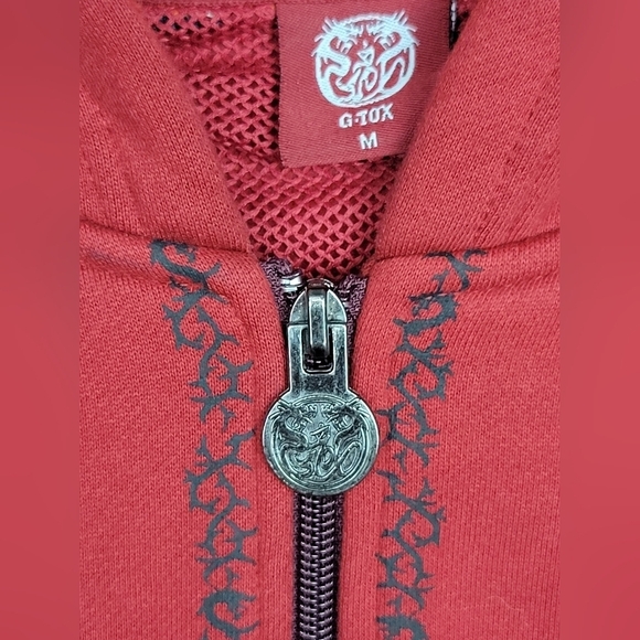 G_TOX Embroidered Oversized Lined Cotton Hoodie Red Men’s M - Picture 5 of 10